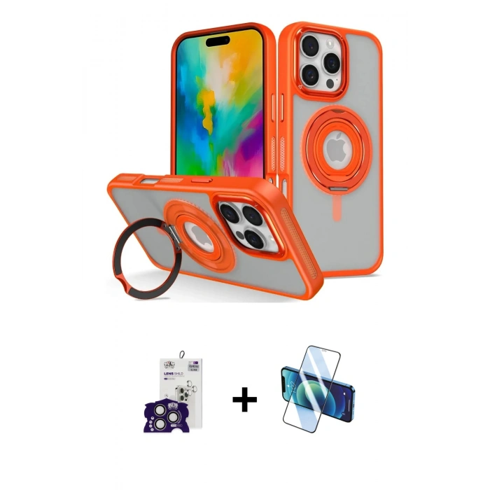 MARSİLYAN™- iPhone 16 Pro Max Kılıf Nova Minimal Serisi - Siyah 3D Antistatik Cam Ekran Koruyucu + Bilvis Titan Kamera Lens - TMGI