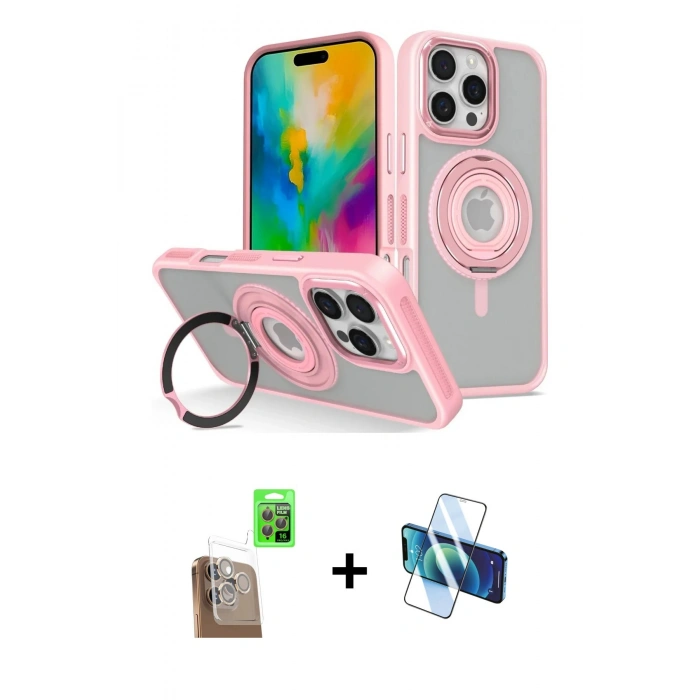 MARSİLYAN™- iPhone 16 Pro Max Kılıf Nova Minimal Serisi - Siyah 3D Antistatik Cam Ekran Koruyucu + Raze Metal Kamera Lens - CLTM