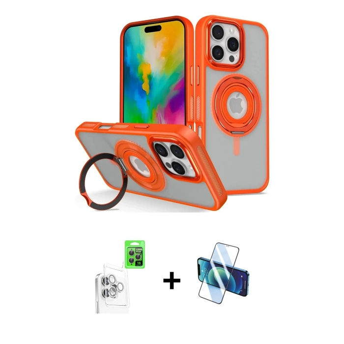 MARSİLYAN™- iPhone 16 Pro Max Kılıf Nova Minimal Serisi - Siyah 3D Antistatik Cam Ekran Koruyucu + Raze Metal Kamera Lens - BZ