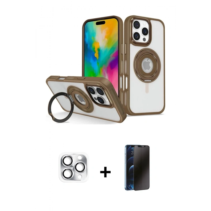 MARSİLYAN™- iPhone 16 Pro Max Kılıf Nova Minimal Serisi - Siyah 3D Antistatik Hayalet Cam Ekran Koruyucu + Pers Alüminyum Kamera Lens - GS