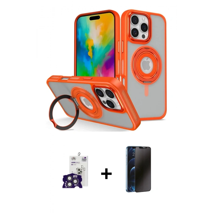MARSİLYAN™- iPhone 16 Pro Max Kılıf Nova Minimal Serisi - Siyah 3D Antistatik Hayalet Cam Ekran Koruyucu + Bilvis Titan Kamera Lens - TMGI