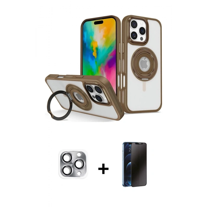 MARSİLYAN™- iPhone 16 Pro Max Kılıf Nova Minimal Serisi - Siyah 3D Antistatik Hayalet Cam Ekran Koruyucu + Pers Alüminyum Kamera Lens - GI