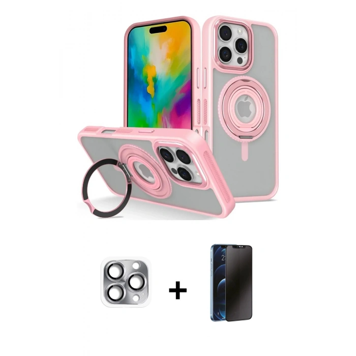 MARSİLYAN™- iPhone 16 Pro Max Kılıf Nova Minimal Serisi - Siyah 3D Antistatik Hayalet Cam Ekran Koruyucu + Pers Alüminyum Kamera Lens - GI