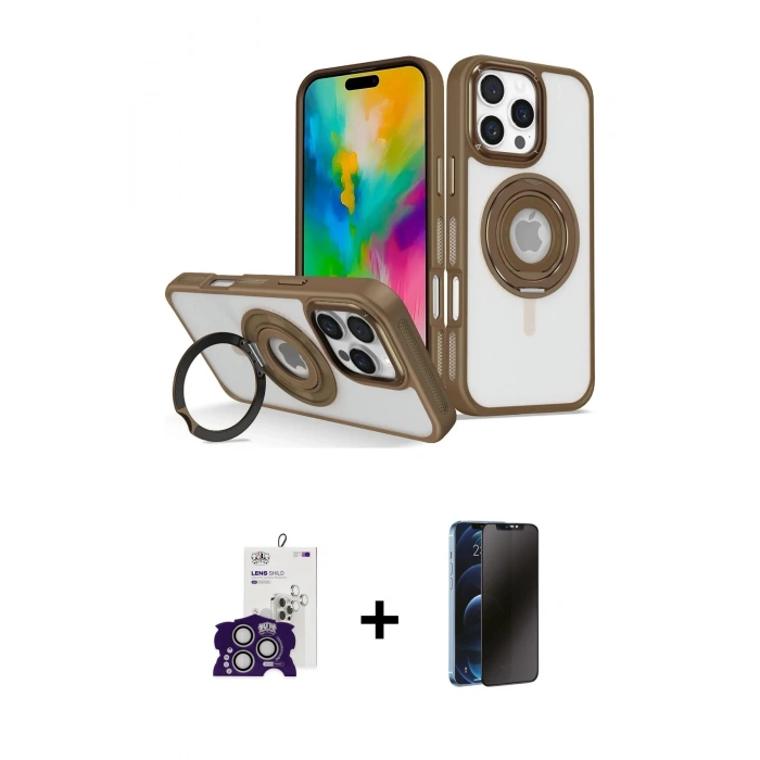 MARSİLYAN™- iPhone 16 Pro Max Kılıf Nova Minimal Serisi - Siyah 3D Antistatik Hayalet Cam Ekran Koruyucu + Bilvis Titan Kamera Lens - GS