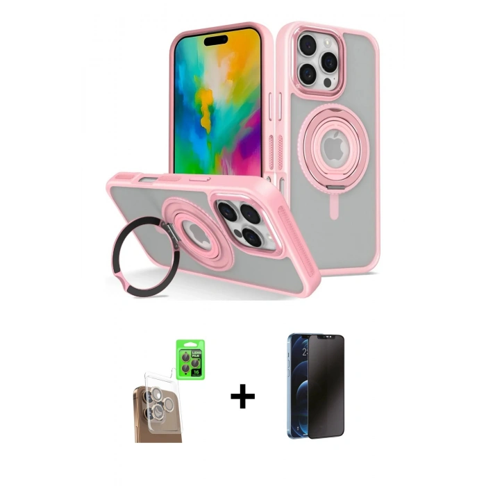 MARSİLYAN™- iPhone 16 Pro Max Kılıf Nova Minimal Serisi - Siyah 3D Antistatik Hayalet Cam Ekran Koruyucu + Raze Metal Kamera Lens - CLTM