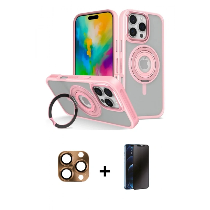 MARSİLYAN™- iPhone 16 Pro Max Kılıf Nova Minimal Serisi - Siyah 3D Antistatik Hayalet Cam Ekran Koruyucu + Pers Alüminyum Kamera Lens - CLTM