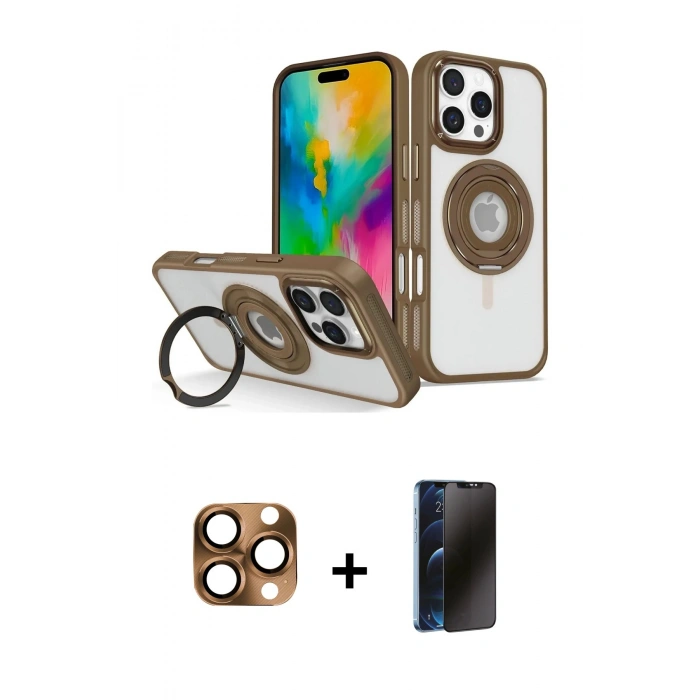 MARSİLYAN™- iPhone 16 Pro Max Kılıf Nova Minimal Serisi - Siyah 3D Antistatik Hayalet Cam Ekran Koruyucu + Pers Alüminyum Kamera Lens - CLTM