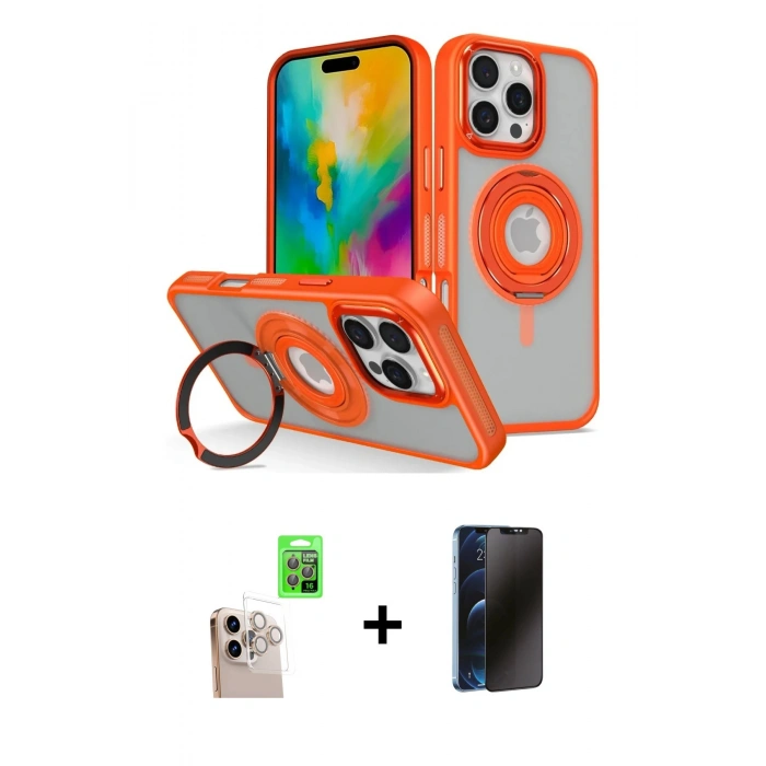 MARSİLYAN™- iPhone 16 Pro Max Kılıf Nova Minimal Serisi - Siyah 3D Antistatik Hayalet Cam Ekran Koruyucu + Raze Metal Kamera Lens - NLGY