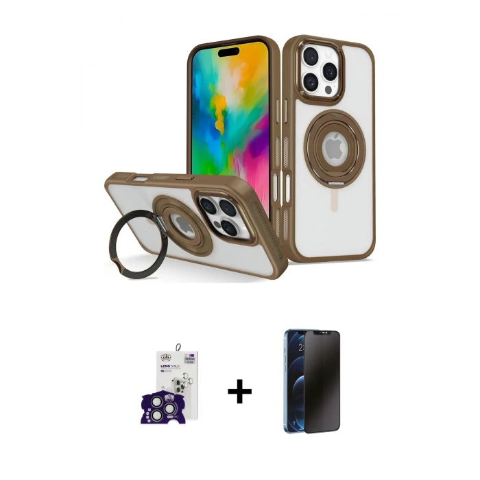 MARSİLYAN™- iPhone 16 Pro Max Kılıf Nova Minimal Serisi - Siyah 3D Antistatik Hayalet Cam Ekran Koruyucu + Bilvis Titan Kamera Lens - TMGI