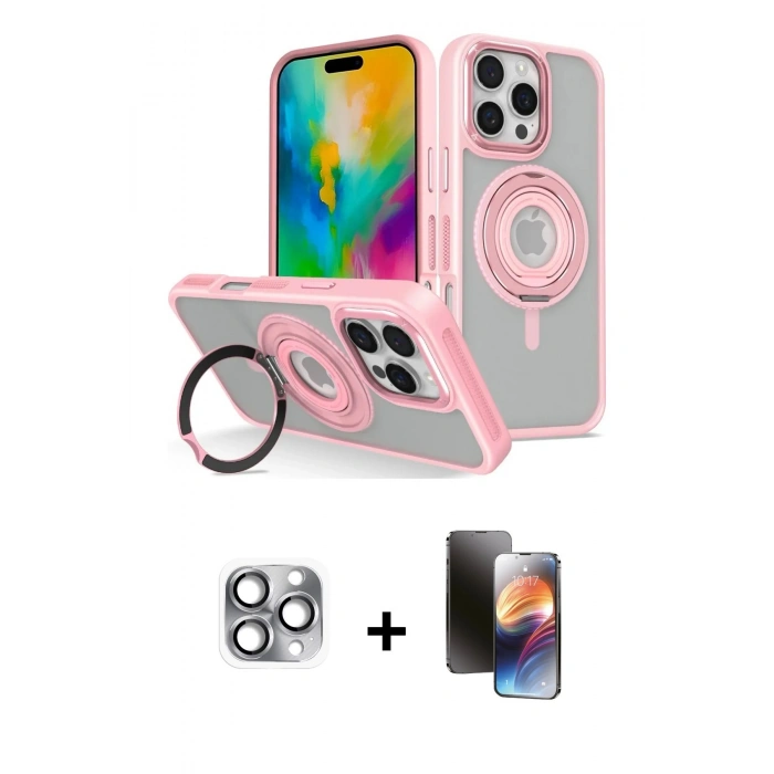 MARSİLYAN™- iPhone 16 Pro Max Kılıf Nova Minimal Serisi - Siyah 3D Antistatik Mat Seramik Nano Ekran Koruyucu + Pers Alüminyum Kamera Lens - GI