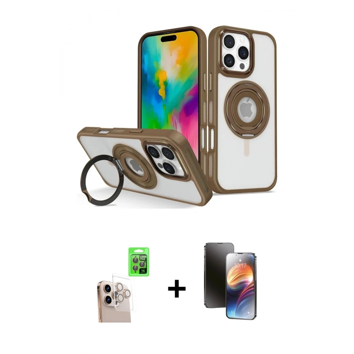 MARSİLYAN™- iPhone 16 Pro Max Kılıf Nova Minimal Serisi - Siyah 3D Antistatik Mat Seramik Nano Ekran Koruyucu + Raze Metal Kamera Lens - NLGY