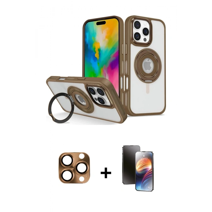 MARSİLYAN™- iPhone 16 Pro Max Kılıf Nova Minimal Serisi - Siyah 3D Antistatik Mat Seramik Nano Ekran Koruyucu + Pers Alüminyum Kamera Lens - CLTM