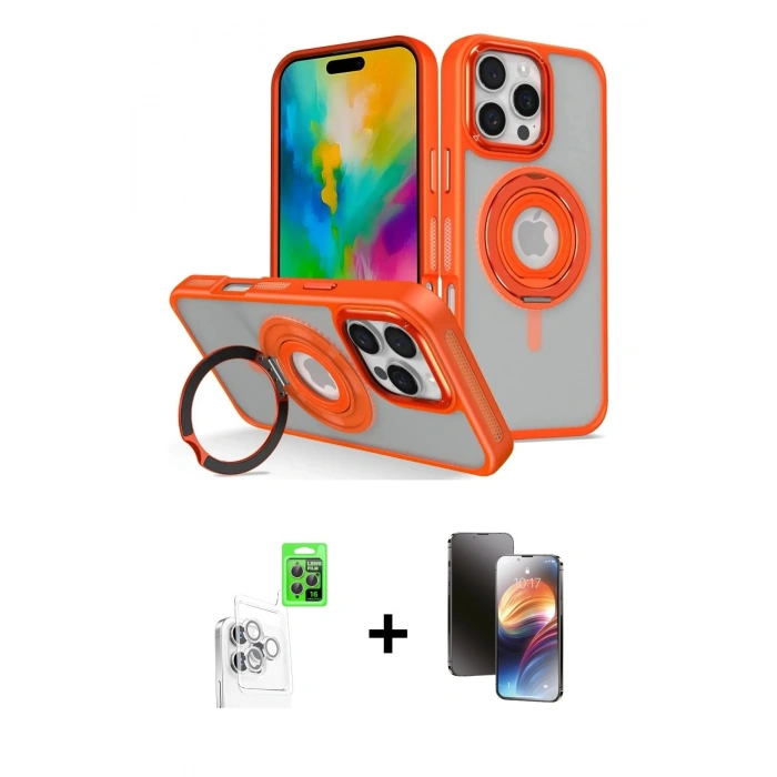 MARSİLYAN™- iPhone 16 Pro Max Kılıf Nova Minimal Serisi - Siyah 3D Antistatik Mat Seramik Nano Ekran Koruyucu + Raze Metal Kamera Lens - BZ