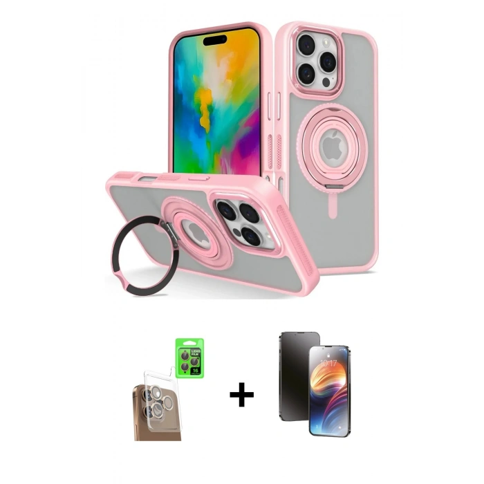 MARSİLYAN™- iPhone 16 Pro Max Kılıf Nova Minimal Serisi - Siyah 3D Antistatik Mat Seramik Nano Ekran Koruyucu + Raze Metal Kamera Lens - CLTM