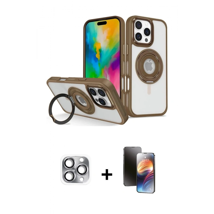 MARSİLYAN™- iPhone 16 Pro Max Kılıf Nova Minimal Serisi - Siyah 3D Antistatik Mat Seramik Nano Ekran Koruyucu + Pers Alüminyum Kamera Lens - GI