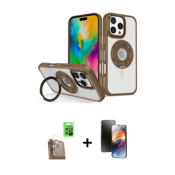 MARSİLYAN™- iPhone 16 Pro Max Kılıf Nova Minimal Serisi - Siyah 3D Antistatik Mat Seramik Nano Ekran Koruyucu + Raze Metal Kamera Lens - CLTM