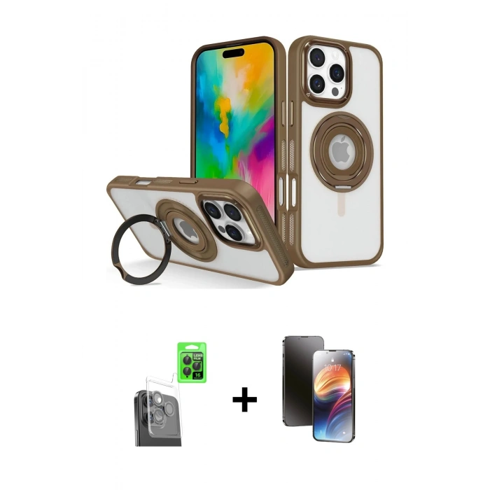 MARSİLYAN™- iPhone 16 Pro Max Kılıf Nova Minimal Serisi - Siyah 3D Antistatik Mat Seramik Nano Ekran Koruyucu + Raze Metal Kamera Lens - SH