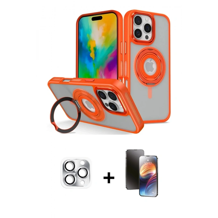 MARSİLYAN™- iPhone 16 Pro Max Kılıf Nova Minimal Serisi - Siyah 3D Antistatik Mat Seramik Nano Ekran Koruyucu + Pers Alüminyum Kamera Lens - GS