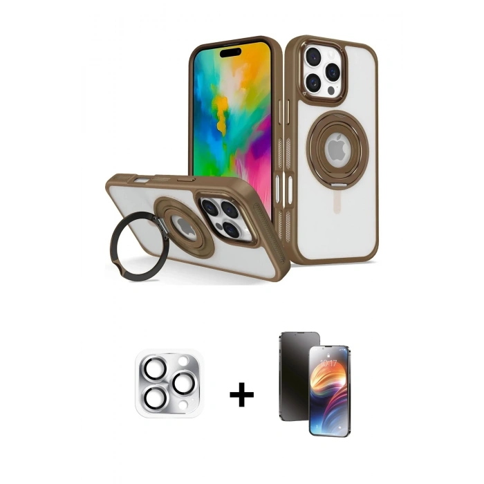 MARSİLYAN™- iPhone 16 Pro Max Kılıf Nova Minimal Serisi - Siyah 3D Antistatik Mat Seramik Nano Ekran Koruyucu + Pers Alüminyum Kamera Lens - GS