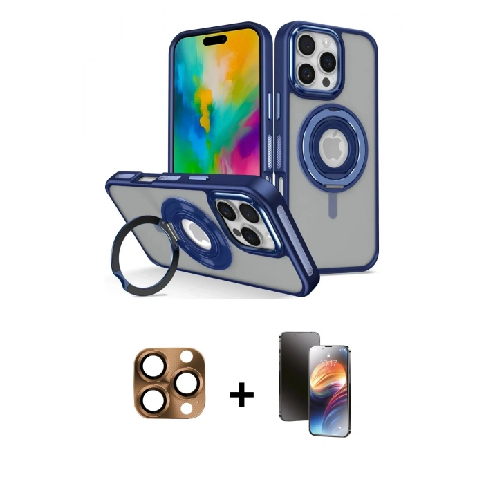 MARSİLYAN™- iPhone 16 Pro Max Kılıf Nova Minimal Serisi - Siyah 3D Antistatik Mat Seramik Nano Ekran Koruyucu + Pers Alüminyum Kamera Lens - CLTM