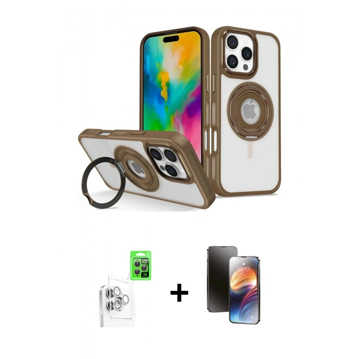 MARSİLYAN™- iPhone 16 Pro Max Kılıf Nova Minimal Serisi - Siyah 3D Antistatik Mat Seramik Nano Ekran Koruyucu + Raze Metal Kamera Lens - BZ