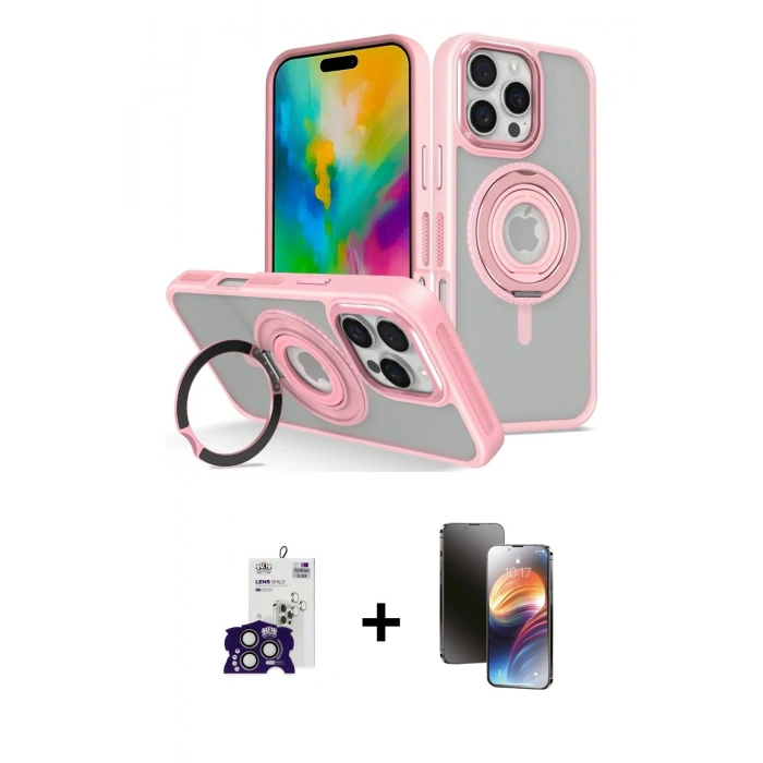 MARSİLYAN™- iPhone 16 Pro Max Kılıf Nova Minimal Serisi - Siyah 3D Antistatik Mat Seramik Nano Ekran Koruyucu + Bilvis Titan Kamera Lens - TMGI