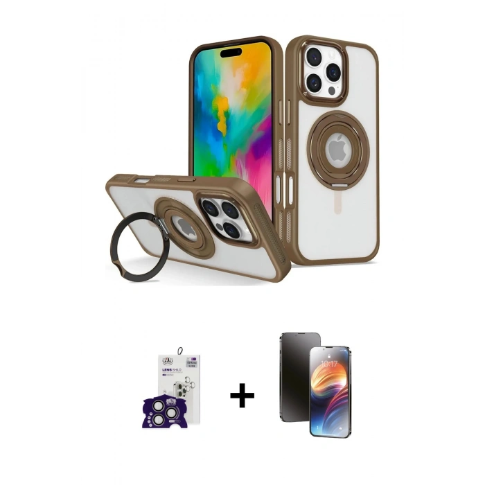 MARSİLYAN™- iPhone 16 Pro Max Kılıf Nova Minimal Serisi - Siyah 3D Antistatik Mat Seramik Nano Ekran Koruyucu + Bilvis Titan Kamera Lens - TMGI