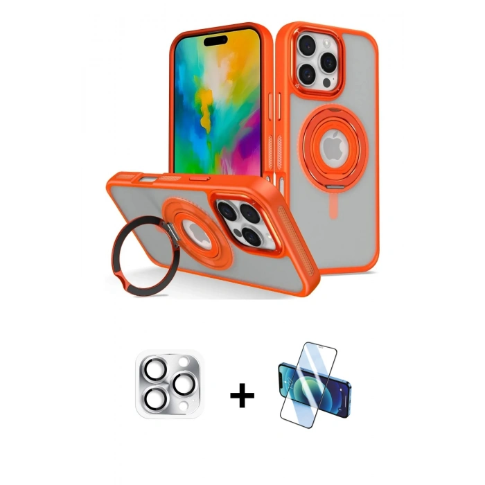 MARSİLYAN™- iPhone 16 Pro Max Kılıf Nova Minimal Serisi - Siyah 3D Antistatik Seramik Nano Ekran Koruyucu + Gümüş Pers Alüminyum Kamera Lens