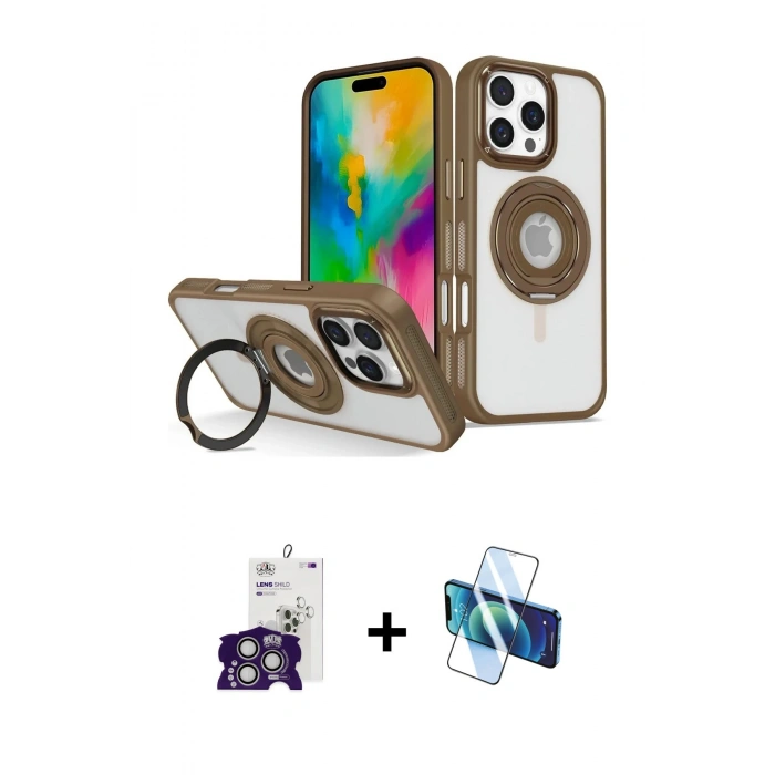MARSİLYAN™- iPhone 16 Pro Max Kılıf Nova Minimal Serisi - Siyah 3D Antistatik Seramik Nano Ekran Koruyucu + Bilvis Titan Kamera Lens - GS