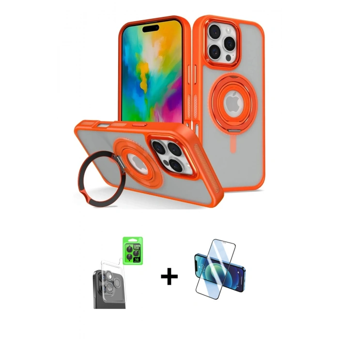 MARSİLYAN™- iPhone 16 Pro Max Kılıf Nova Minimal Serisi - Siyah 3D Antistatik Seramik Nano Ekran Koruyucu + Siyah Raze Metal Kamera Lens
