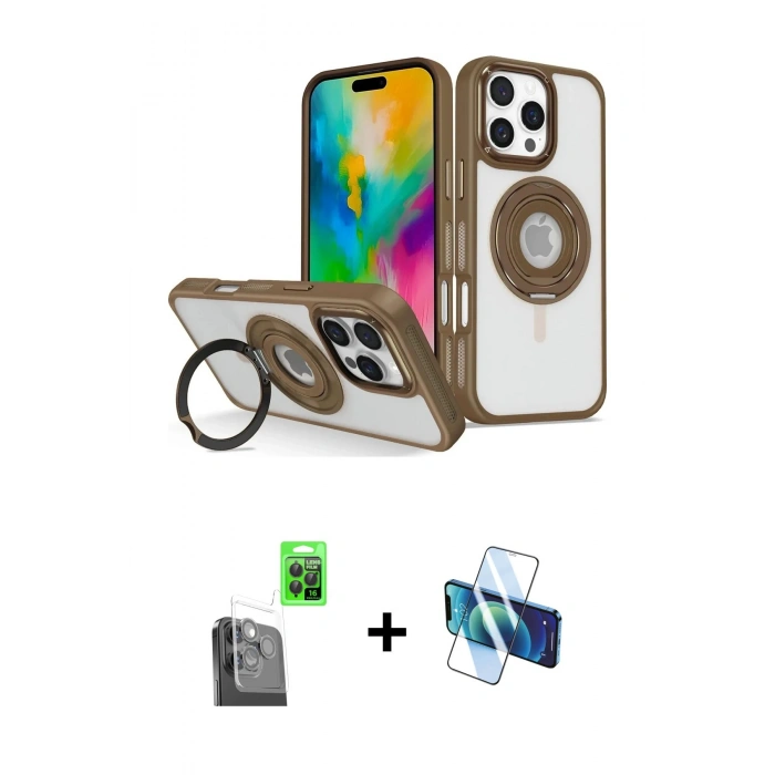 MARSİLYAN™- iPhone 16 Pro Max Kılıf Nova Minimal Serisi - Siyah 3D Antistatik Seramik Nano Ekran Koruyucu + Siyah Raze Metal Kamera Lens