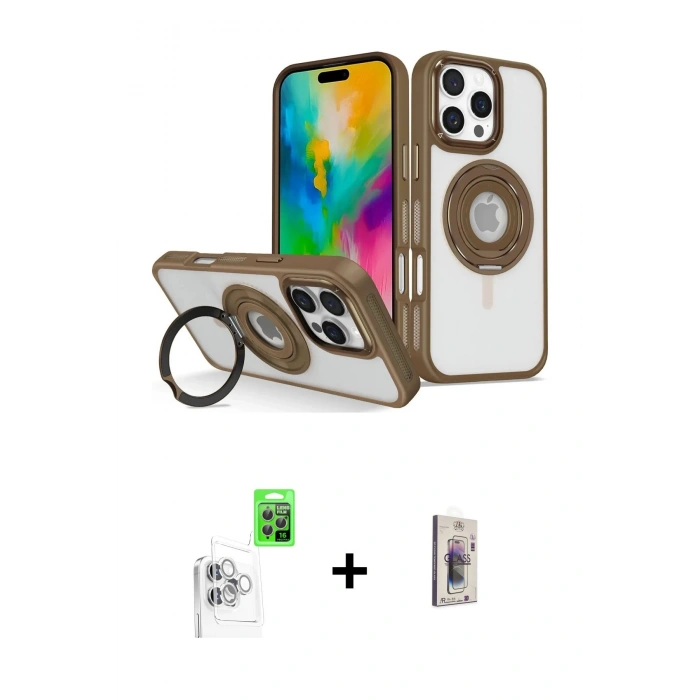 MARSİLYAN™- iPhone 16 Pro Max Kılıf Nova Minimal Serisi - Siyah Bilvis 3D Cam Ekran Koruyucu + Raze Metal Kamera Lens - BZ