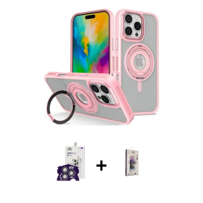 MARSİLYAN™- iPhone 16 Pro Max Kılıf Nova Minimal Serisi - Siyah Bilvis 3D Cam Ekran Koruyucu + Bilvis Titan Kamera Lens - GS