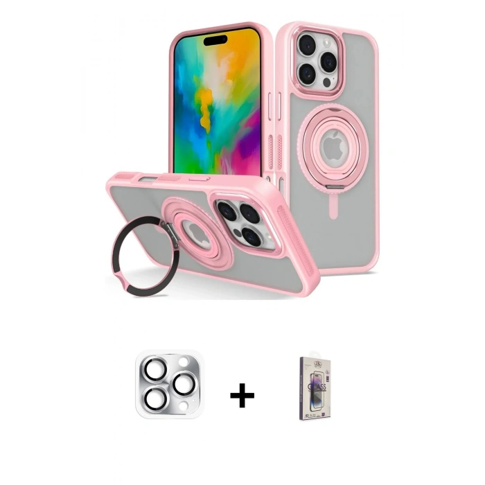 MARSİLYAN™- iPhone 16 Pro Max Kılıf Nova Minimal Serisi - Siyah Bilvis 3D Cam Ekran Koruyucu + Pers Alüminyum Kamera Lens - GS