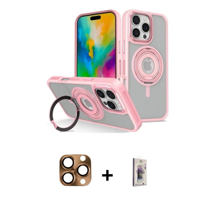 MARSİLYAN™- iPhone 16 Pro Max Kılıf Nova Minimal Serisi - Siyah Bilvis 3D Cam Ekran Koruyucu + Pers Alüminyum Kamera Lens - CLTM