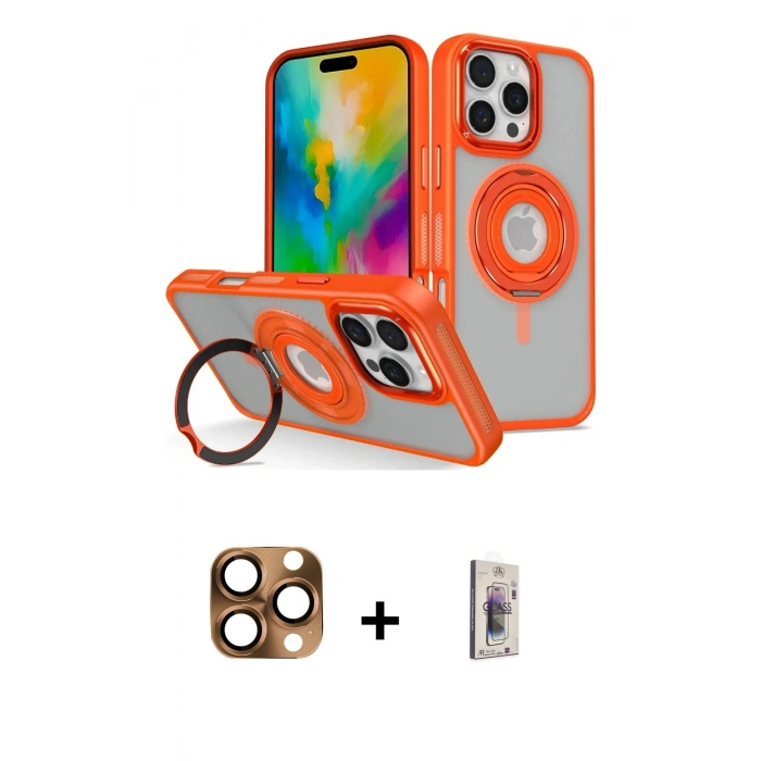 MARSİLYAN™- iPhone 16 Pro Max Kılıf Nova Minimal Serisi - Siyah Bilvis 3D Cam Ekran Koruyucu + Pers Alüminyum Kamera Lens - CLTM
