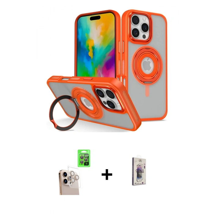 MARSİLYAN™- iPhone 16 Pro Max Kılıf Nova Minimal Serisi - Siyah Bilvis 3D Cam Ekran Koruyucu + Raze Metal Kamera Lens - NLGY