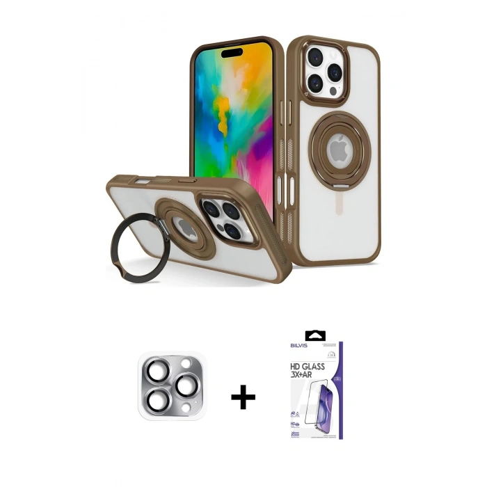 MARSİLYAN™- iPhone 16 Pro Max Kılıf Nova Minimal Serisi - Siyah Bilvis 3X AR HD Cam Ekran Koruyucu + Pers Alüminyum Kamera Lens - GI