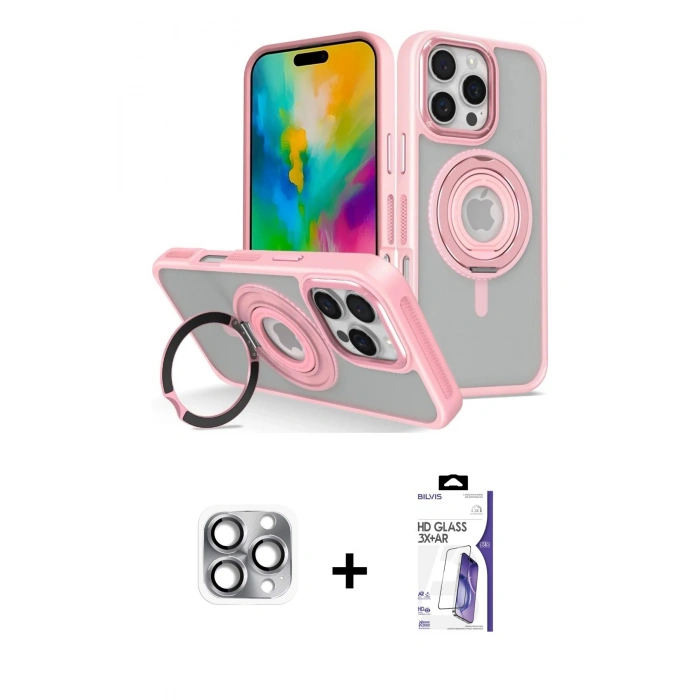 MARSİLYAN™- iPhone 16 Pro Max Kılıf Nova Minimal Serisi - Siyah Bilvis 3X AR HD Cam Ekran Koruyucu + Pers Alüminyum Kamera Lens - GI