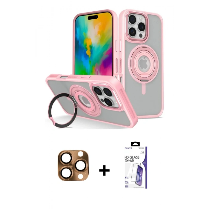 MARSİLYAN™- iPhone 16 Pro Max Kılıf Nova Minimal Serisi - Siyah Bilvis 3X AR HD Cam Ekran Koruyucu + Pers Alüminyum Kamera Lens - CLTM