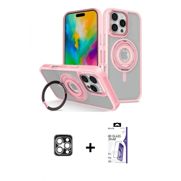 MARSİLYAN™- iPhone 16 Pro Max Kılıf Nova Minimal Serisi - Siyah Bilvis 3X AR HD Cam Ekran Koruyucu + PVD Metal Kamera Lens - GS