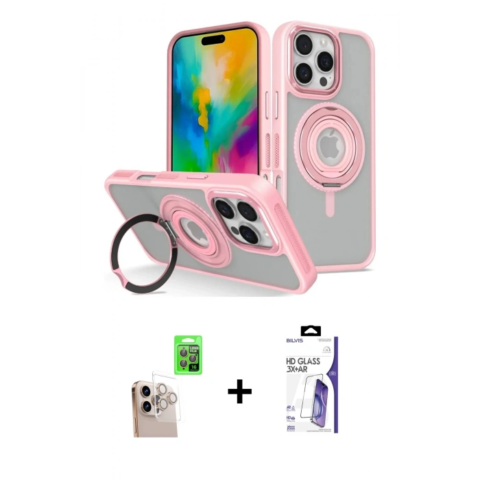MARSİLYAN™- iPhone 16 Pro Max Kılıf Nova Minimal Serisi - Siyah Bilvis 3X AR HD Cam Ekran Koruyucu + Raze Metal Kamera Lens - NLGY