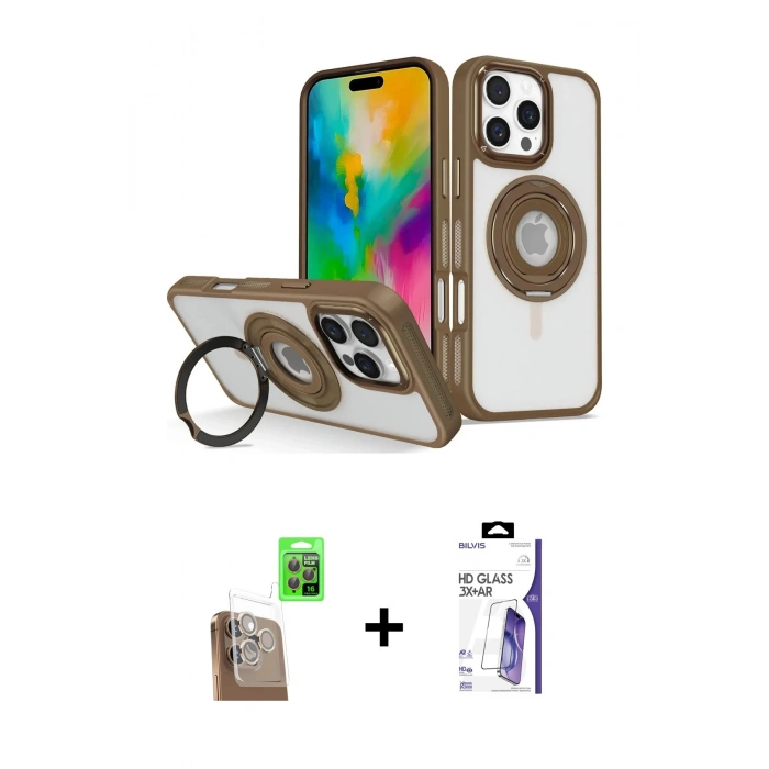 MARSİLYAN™- iPhone 16 Pro Max Kılıf Nova Minimal Serisi - Siyah Bilvis 3X AR HD Cam Ekran Koruyucu + Raze Metal Kamera Lens - CLTM