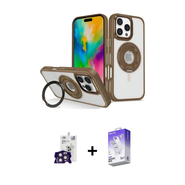 MARSİLYAN™- iPhone 16 Pro Max Kılıf Nova Minimal Serisi - Siyah Bilvis 5in1 3D Magic Cam Ekran Koruyucu + Bilvis Titan Kamera Lens - TMGI