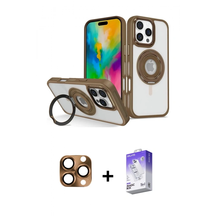 MARSİLYAN™- iPhone 16 Pro Max Kılıf Nova Minimal Serisi - Siyah Bilvis 5in1 3D Magic Cam Ekran Koruyucu + Pers Alüminyum Kamera Lens - CLTM