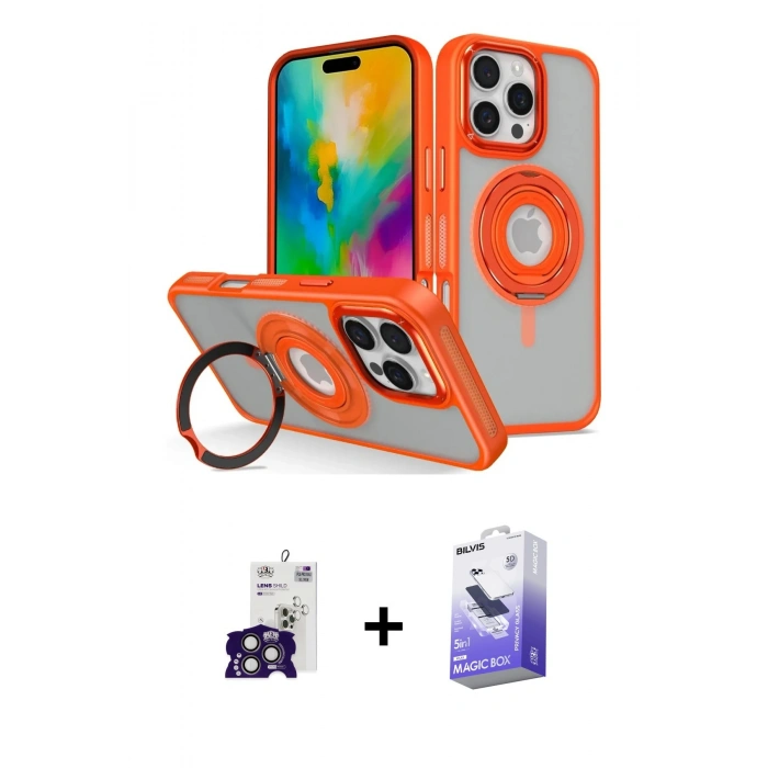 MARSİLYAN™- iPhone 16 Pro Max Kılıf Nova Minimal Serisi - Siyah Bilvis 5in1 5D Magic Hayalet Cam Ekran Koruyucu + Bilvis Titan Kamera Lens - TMGI