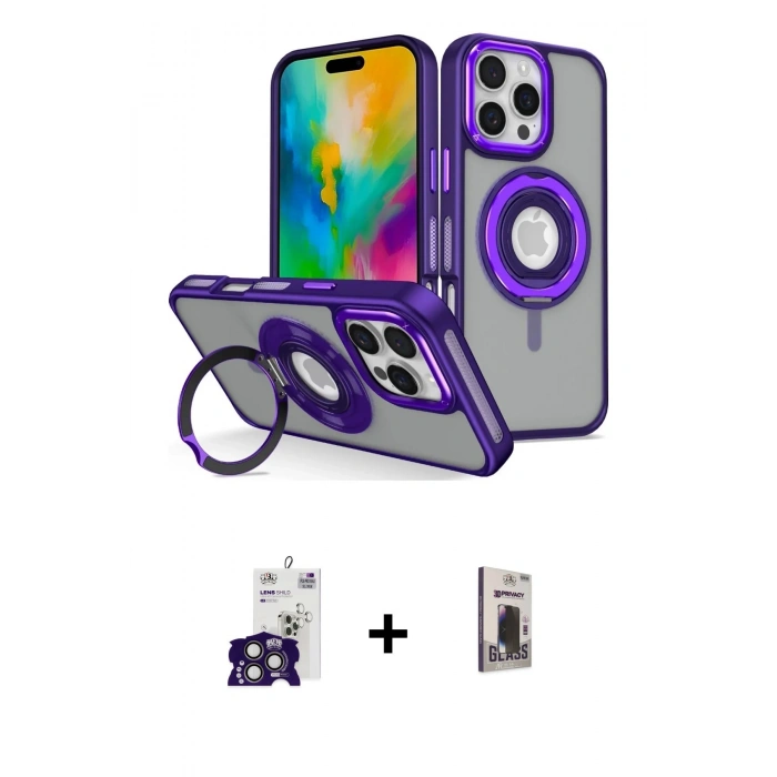 MARSİLYAN™- iPhone 16 Pro Max Kılıf Nova Minimal Serisi - Siyah Bilvis Hayalet Cam Ekran Koruyucu + Bilvis Titan Kamera Lens - TMGI