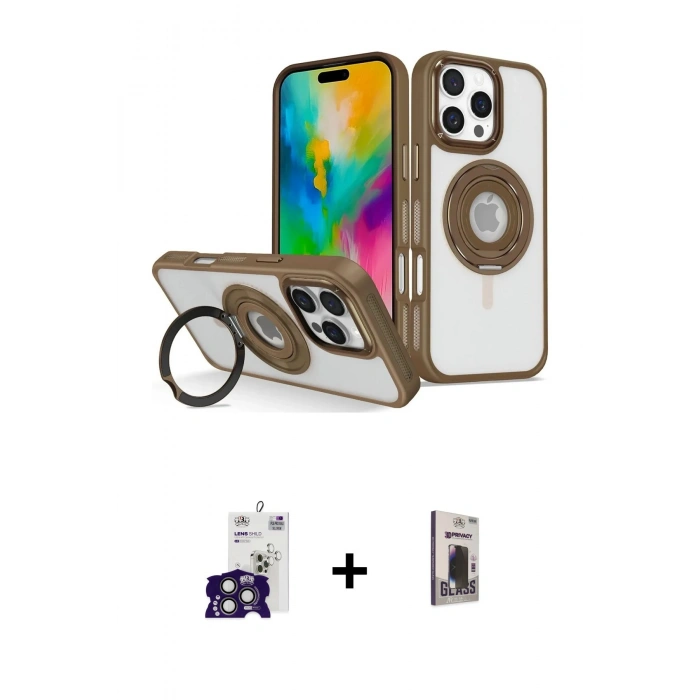 MARSİLYAN™- iPhone 16 Pro Max Kılıf Nova Minimal Serisi - Siyah Bilvis Hayalet Cam Ekran Koruyucu + Bilvis Titan Kamera Lens - TMGI