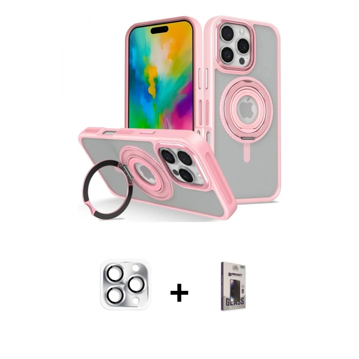 MARSİLYAN™- iPhone 16 Pro Max Kılıf Nova Minimal Serisi - Siyah Bilvis Hayalet Cam Ekran Koruyucu + Pers Alüminyum Kamera Lens - GS