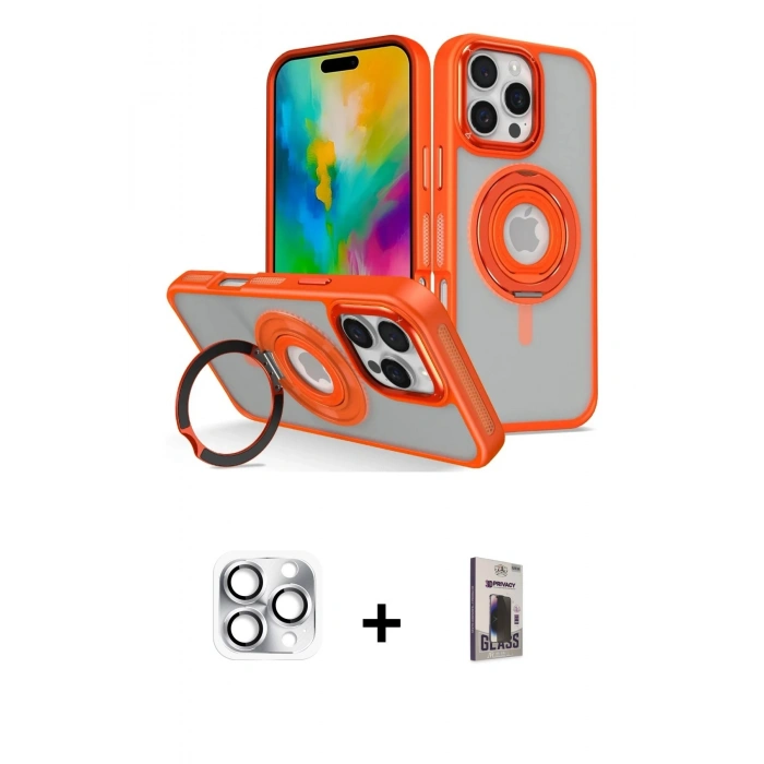 MARSİLYAN™- iPhone 16 Pro Max Kılıf Nova Minimal Serisi - Siyah Bilvis Hayalet Cam Ekran Koruyucu + Pers Alüminyum Kamera Lens - GS